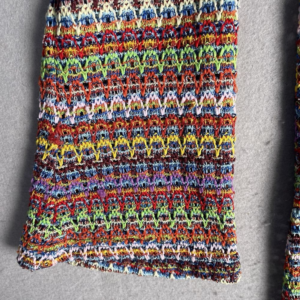 VTG Pretty Girl USA Handmade Feel Loose Knit Crochet Cover‎ Up Cardigan XL Boho - Picture 2 of 11